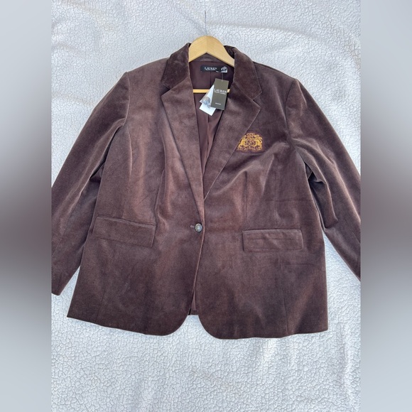 NWT Lauren Ralph Lauren Plus Size Bullion-Patch Corduroy Blazer - Picture 9 of 10
